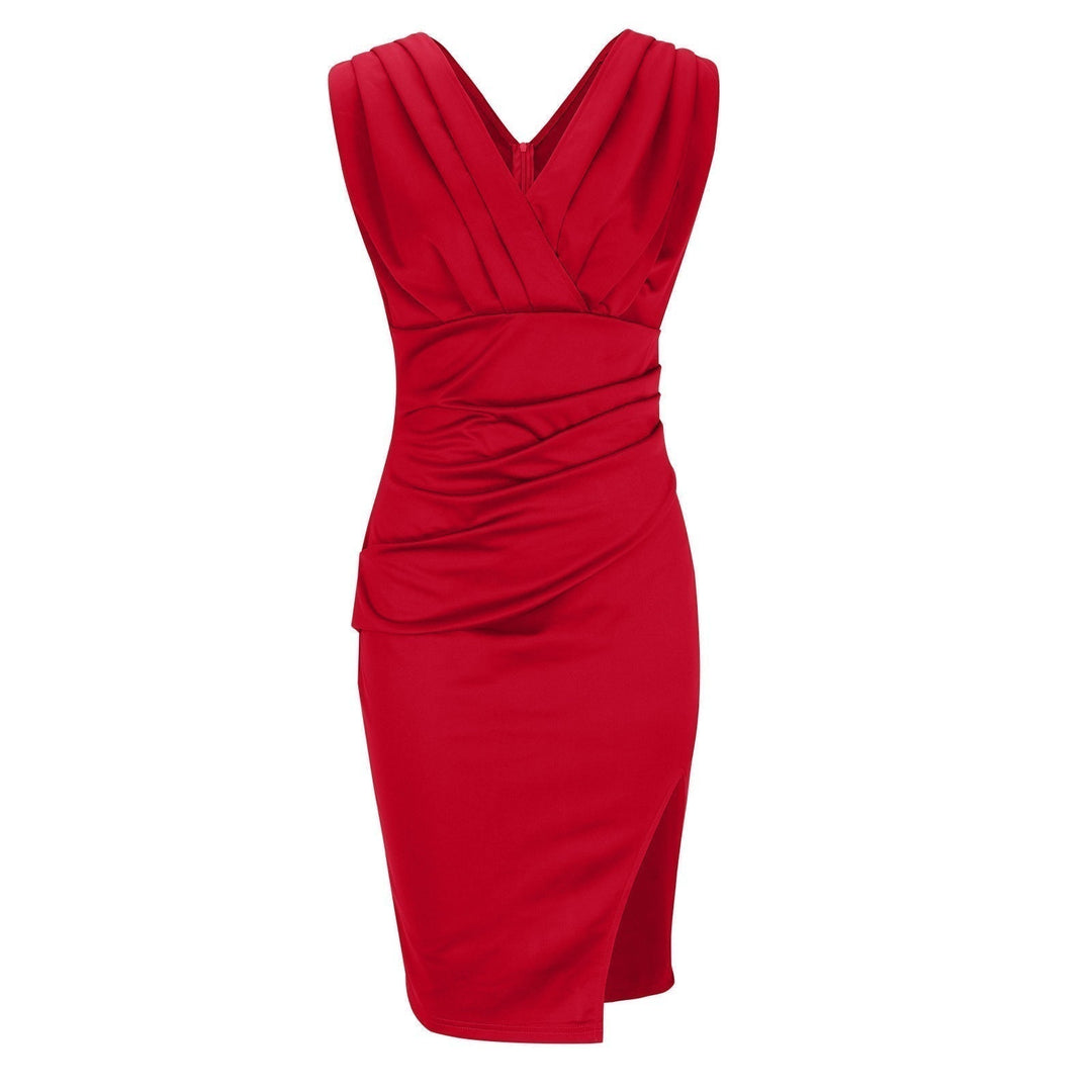 Margot™ | Fitted Dress with V-Neck and Slit
