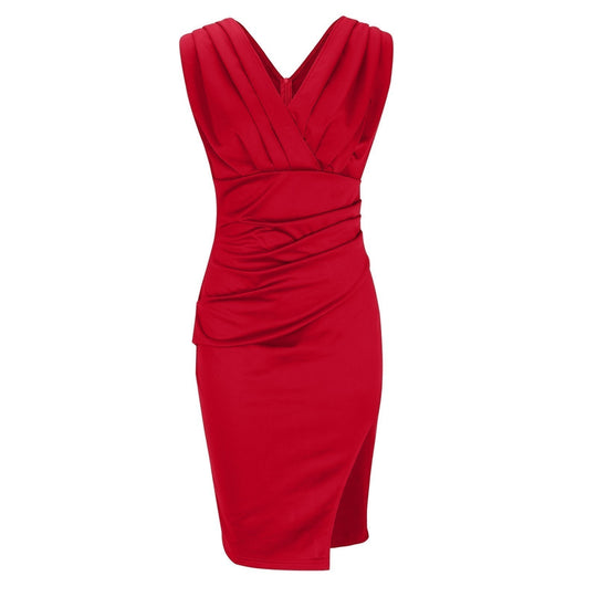 Margot™ | Fitted Dress with V-Neck and Slit