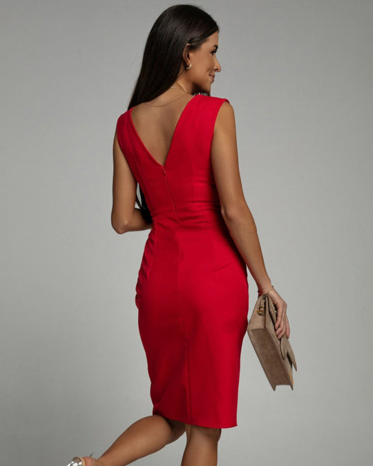 Margot™ | Fitted Dress with V-Neck and Slit