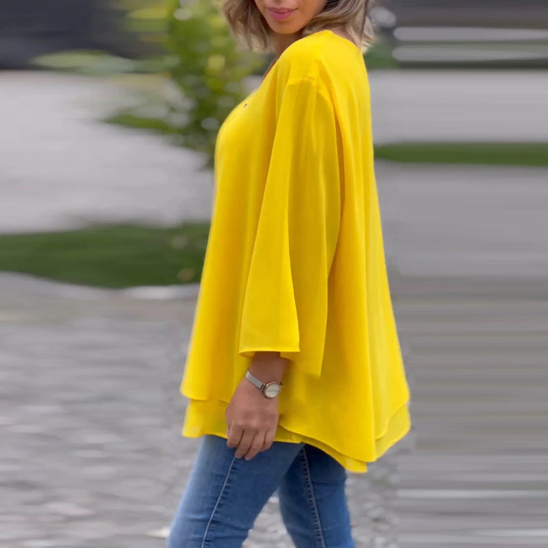 Heidi | V-Neck Flowy Zipped Top