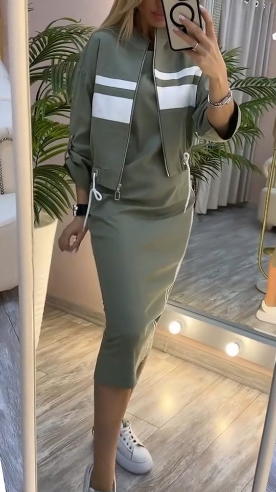 Elara ™ | Dress with a round neckline and women's blazer