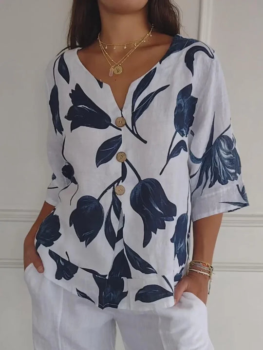 Sanne | Floral Button-Up Blouse