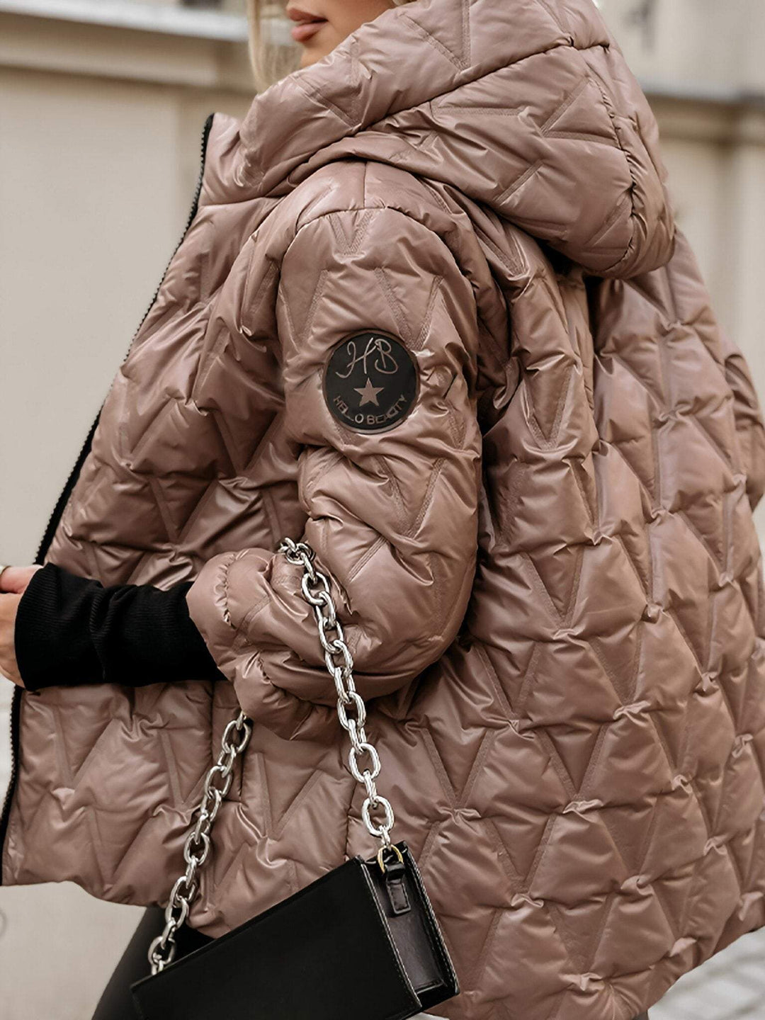 Kaia™ | Diamond Patchwork – Women’s Cotton Hooded Jacket for Autumn & Winter