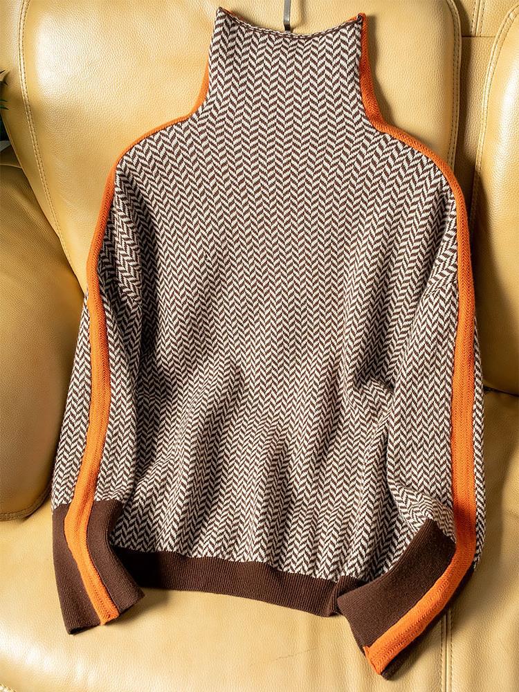Camille™ | Turtleneck sweater with striking contrast stripes