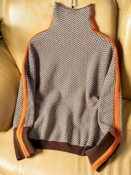 Camille™ | Turtleneck sweater with striking contrast stripes