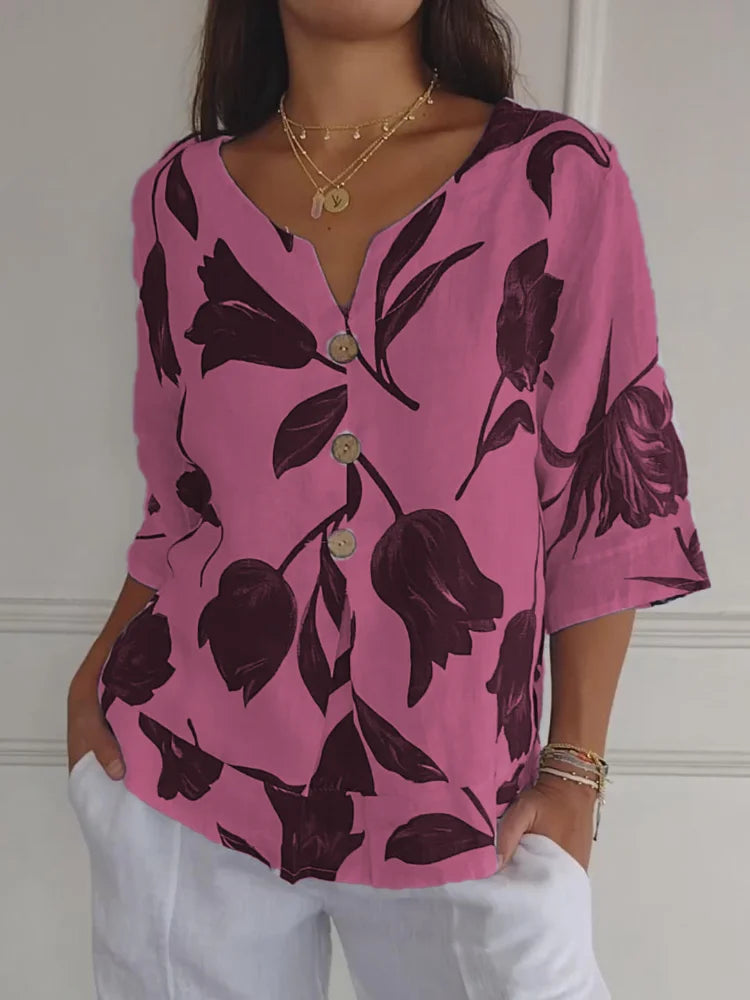 Sanne | Floral Button-Up Blouse