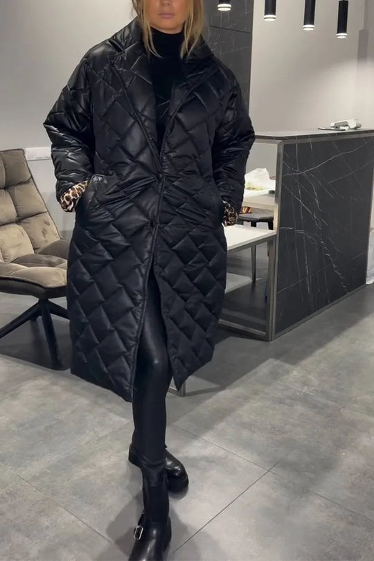 Serena™ | Reversible Quilted Coat with Leopard Print Lining
